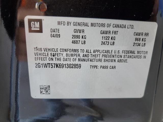 2G1WT57K691302859 - 2009 CHEVROLET IMPALA 1LT BLACK photo 12