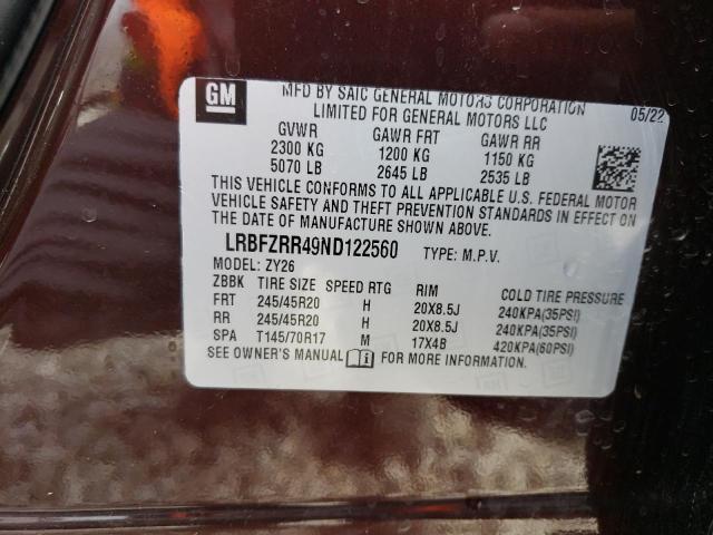 LRBFZRR49ND122560 - 2022 BUICK ENVISION AVENIR MAROON photo 13