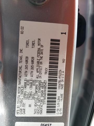 5TFMA5ABXNX005457 - 2022 TOYOTA TUNDRA CREWMAX PLATINUM GRAY photo 12