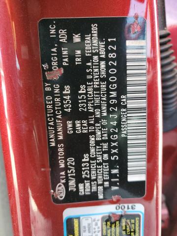 5XXG24J29MG002821 - 2021 KIA K5 LX RED photo 12