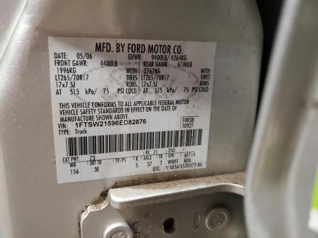 1FTSW21596ED82876 - 2006 FORD F250 SUPER DUTY SILVER photo 12