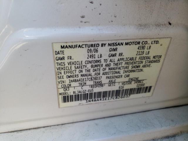 1N4BA41E17C826037 - 2007 NISSAN MAXIMA SE WHITE photo 13