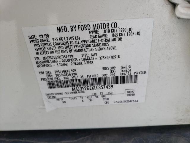 MAJ3S2GEXLC357439 - 2020 FORD ECOSPORT SE 白色 照片 13