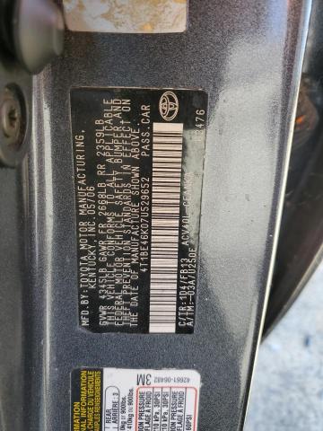 4T1BE46K07U529652 - 2007 TOYOTA CAMRY CE GRAY photo 12