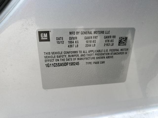 1G11C5SA5DF198245 - 2013 CHEVROLET MALIBU 1LT 银色 照片 13