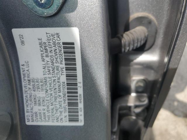 19XFL1H83NE019304 - 2022 HONDA CIVIC SPORT TOURING SILVER photo 12