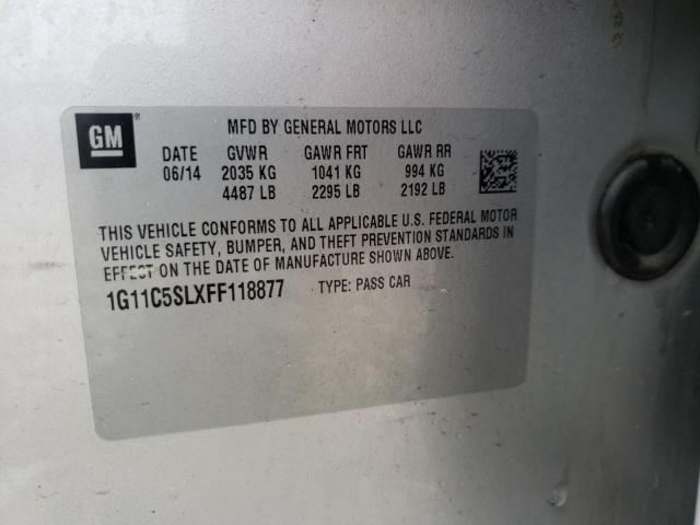 1G11C5SLXFF118877 - 2015 CHEVROLET MALIBU 1LT SILVER photo 12