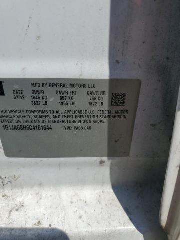 1G1JA6SH6C4161644 - 2012 CHEVROLET SONIC LS WHITE photo 12