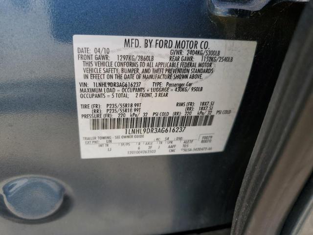 1LNHL9DR3AG616237 - 2010 LINCOLN MKS BLUE photo 12