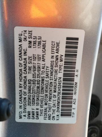 2HKRM3H79EH534574 - 2014 HONDA CR-V EXL SILVER photo 13