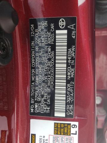 JTDKB20U657006286 - 2005 TOYOTA PRIUS RED photo 12