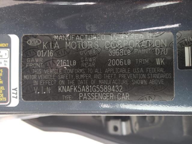 KNAFK5A81G5589432 - 2016 KIA FORTE LX GRAY photo 12