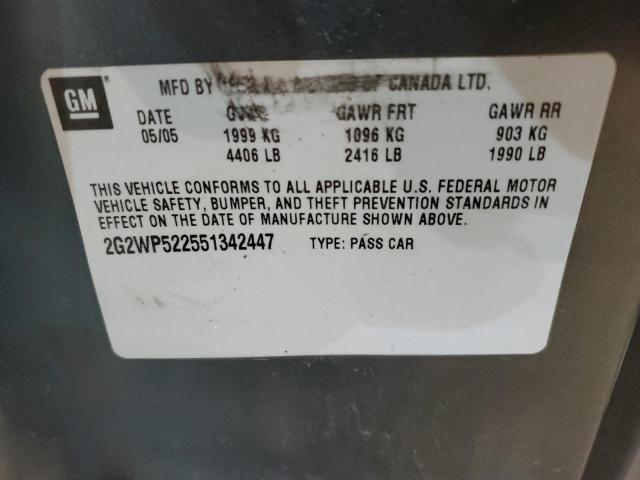 2G2WP522551342447 - 2005 PONTIAC GRAND PRIX 蓝色 照片 12