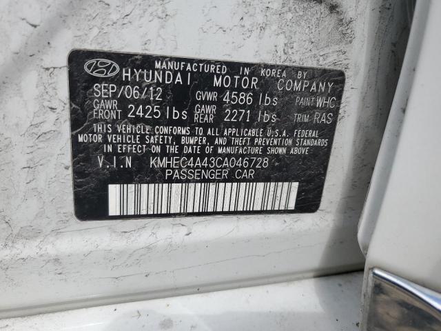 KMHEC4A43CA046728 - 2012 HYUNDAI SONATA HYBRID WHITE photo 12