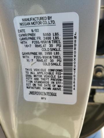 JN8DR09X03W703644 - 2003 NISSAN PATHFINDER LE ოქროსფერი ფოტო 13