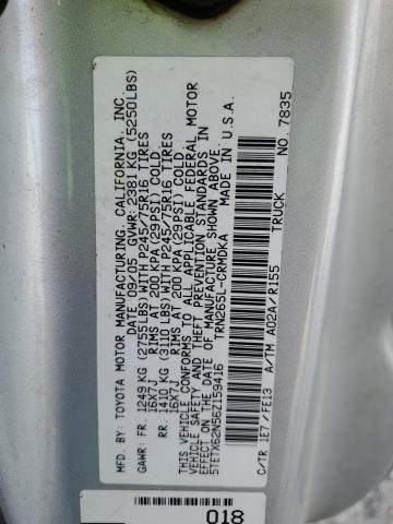 5TETX62N56Z159416 - 2006 TOYOTA TACOMA PRERUNNER ACCESS CAB SILVER photo 12