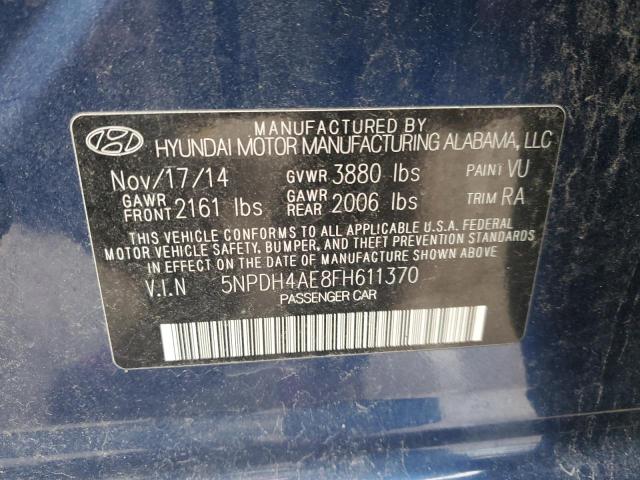 5NPDH4AE8FH611370 - 2015 HYUNDAI ELANTRA SE BLUE photo 12