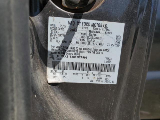 1FTSX21538EB27995 - 2008 FORD F250 SUPER DUTY CHARCOAL photo 12