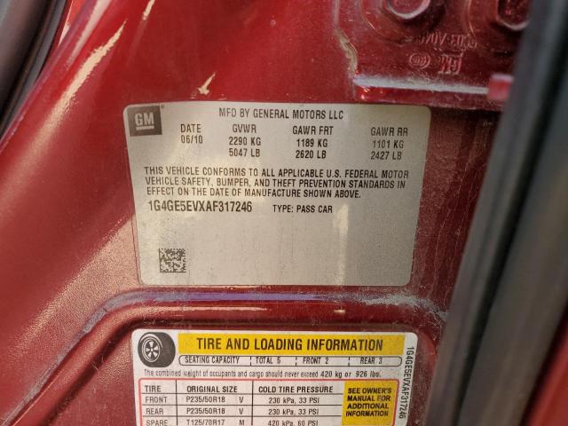 1G4GE5EVXAF317246 - 2010 BUICK LACROSSE CXS RED photo 12