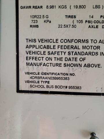 4DRBRAAN03B955383 - 2003 IC CORPORATION 3000 YELLOW photo 10