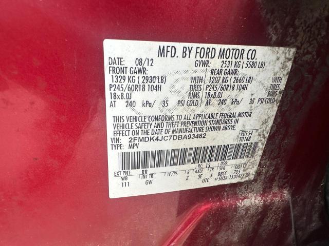 2FMDK4JC7DBA93482 - 2013 FORD EDGE SEL BURGUNDY photo 10