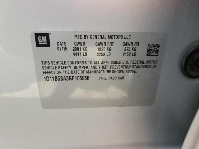 1G11B5SA3GF105956 - 2016 CHEVROLET MALIBU LIM LS ვერცხლისფერი ფოტო 12