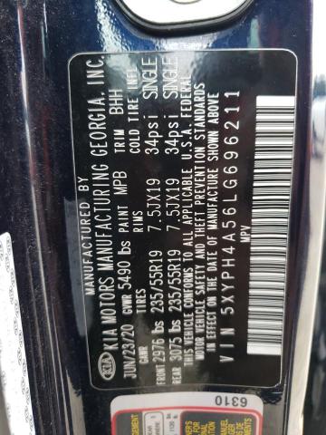 5XYPH4A56LG696211 - 2020 KIA SORENTO EX BLUE photo 14