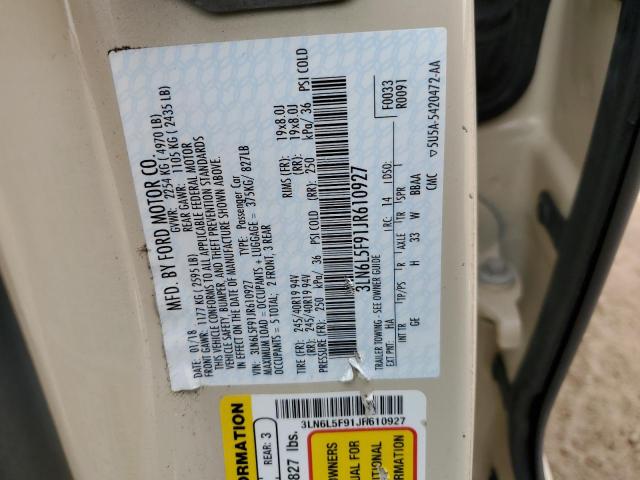 3LN6L5F91JR610927 - 2018 LINCOLN MKZ RESERVE თეთრი ფოტო 12