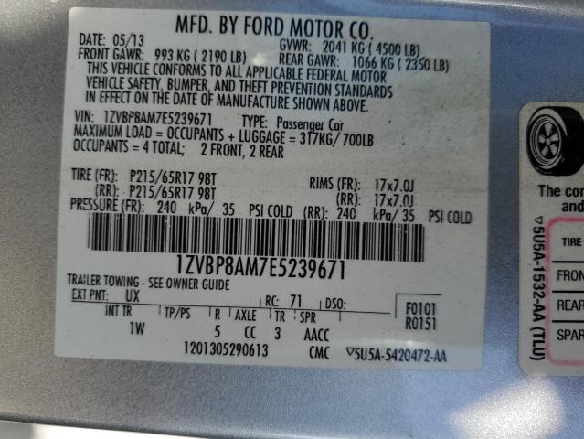 1ZVBP8AM7E5239671 - 2014 FORD MUSTANG SILVER photo 12