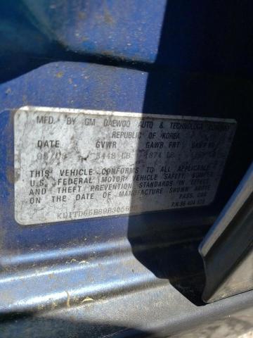 KL1TD66E89B305620 - 2009 CHEVROLET AVEO LS ნაცრისფერი ფოტო 12