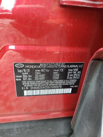 5NMS23AD0LH280478 - 2020 HYUNDAI SANTA FE SE RED photo 14