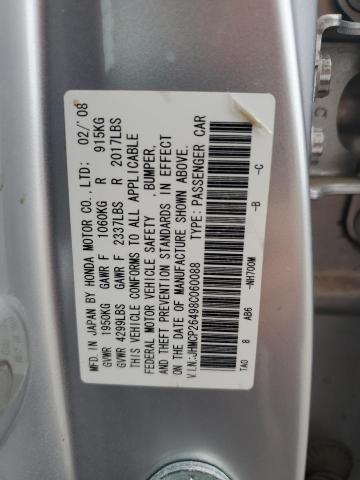 JHMCP26498C060088 - 2008 HONDA ACCORD LXP SILVER photo 12