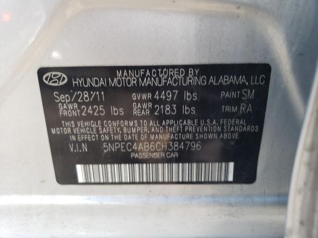 5NPEC4AB6CH384796 - 2012 HYUNDAI SONATA SE SILVER photo 13