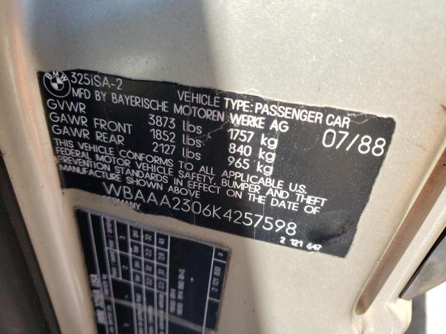 WBAAA2306K4257598 - 1989 BMW 325 I AUTOMATIC GOLD photo 12