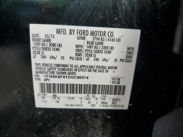 1FM5K8F81DGC86574 - 2013 FORD EXPLORER LIMITED GREEN photo 13