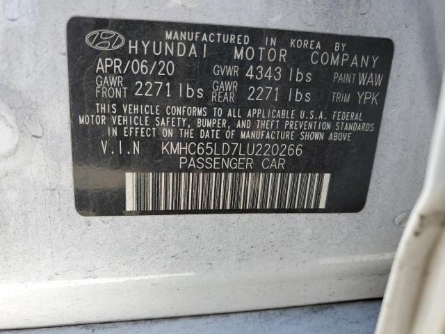 KMHC65LD7LU220266 - 2020 HYUNDAI IONIQ SE WHITE photo 13