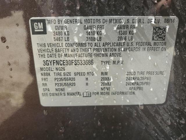 3GYFNCE30FS533686 - 2015 CADILLAC SRX PERFORMANCE COLLECTION BROWN photo 14