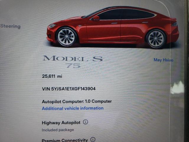 5YJSA1E1XGF143904 - 2016 TESLA MODEL S 红色 照片 9