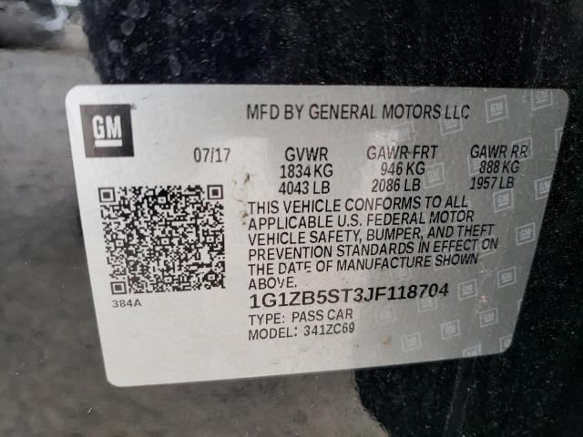 1G1ZB5ST3JF118704 - 2018 CHEVROLET MALIBU LS BLACK photo 12