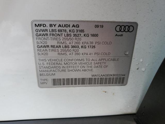 WA1LAAGE0KB022244 - 2019 AUDI E-TRON PREMIUM PLUS WHITE photo 14