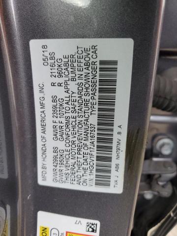 1HGCV1F17JA167537 - 2018 HONDA ACCORD LX CHARCOAL photo 12