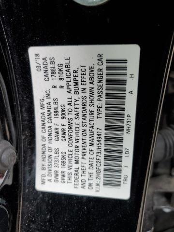 2HGFC2F73JH549417 - 2018 HONDA CIVIC EX CHARCOAL photo 12