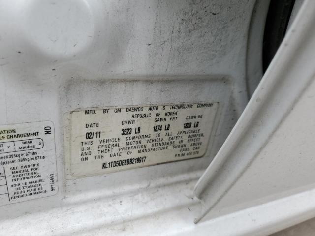 KL1TD5DE8BB218917 - 2011 CHEVROLET AVEO LS 白色 照片 13