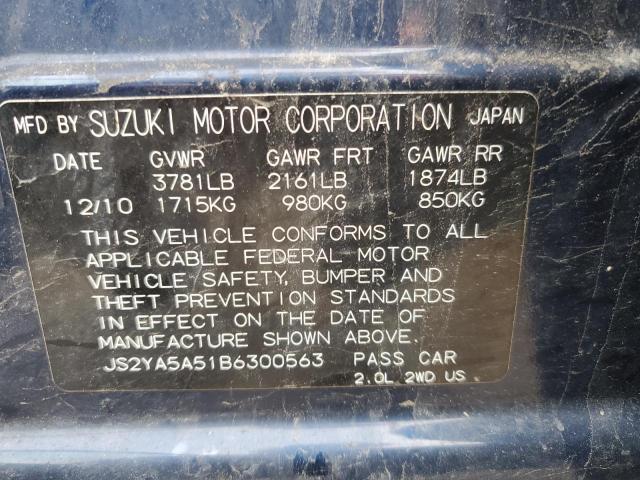 JS2YA5A51B6300563 - 2011 SUZUKI SX4 BLUE photo 12
