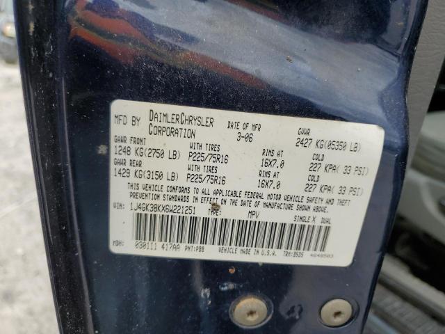 1J4GK38KX6W221251 - 2006 JEEP LIBERTY RENEGADE BLUE photo 13