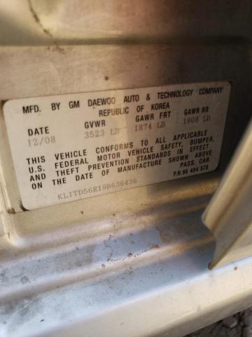 KL1TD56E19B636436 - 2009 CHEVROLET AVEO LS 银色 照片 12