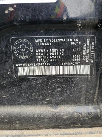 WVWMN9AN3AE561475 - 2010 VOLKSWAGEN CC SPORT 黑色 照片 13