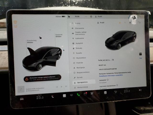 5YJ3E1EA0PF428748 - 2023 TESLA MODEL 3 BLACK photo 9