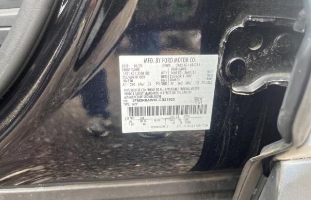 1FM5K8AWXLGB83920 - 2020 FORD EXPLORER POLICE INTERCEPTOR Qara foto 10