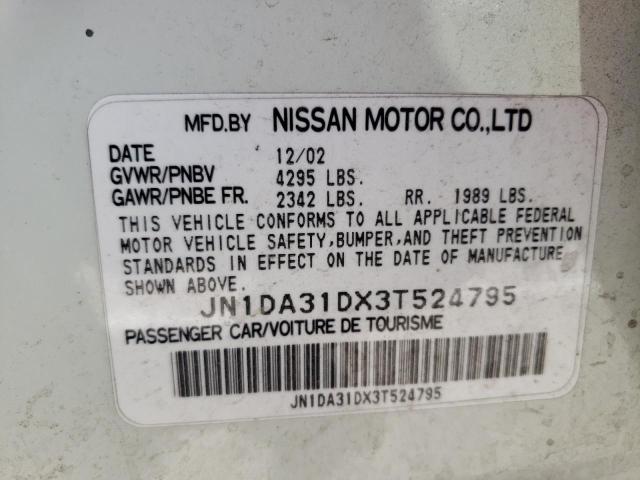 JN1DA31DX3T524795 - 2003 NISSAN MAXIMA GLE WHITE photo 12